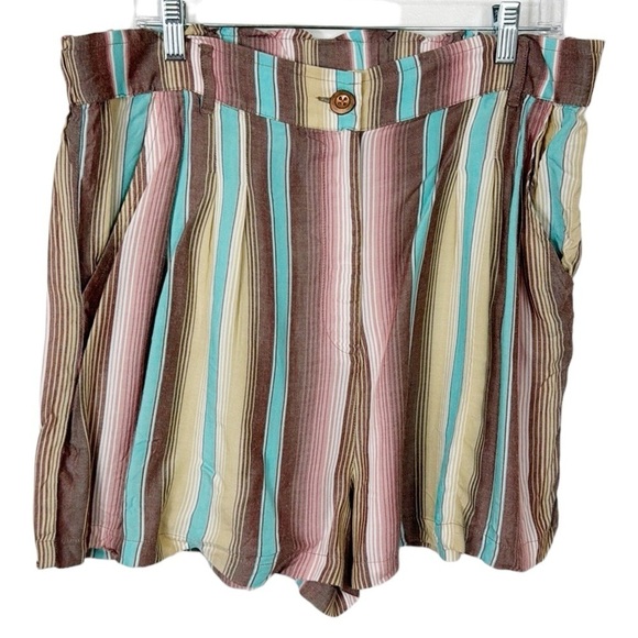 Ariat Baja Short Women's Size L Pink Turquoise Brown Stripe Inseam 2.25" NWOT